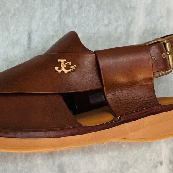 Dark Brown Leather Peshawari Chappal, Traditional Unique Style Comfortable - Picture 8 of 14